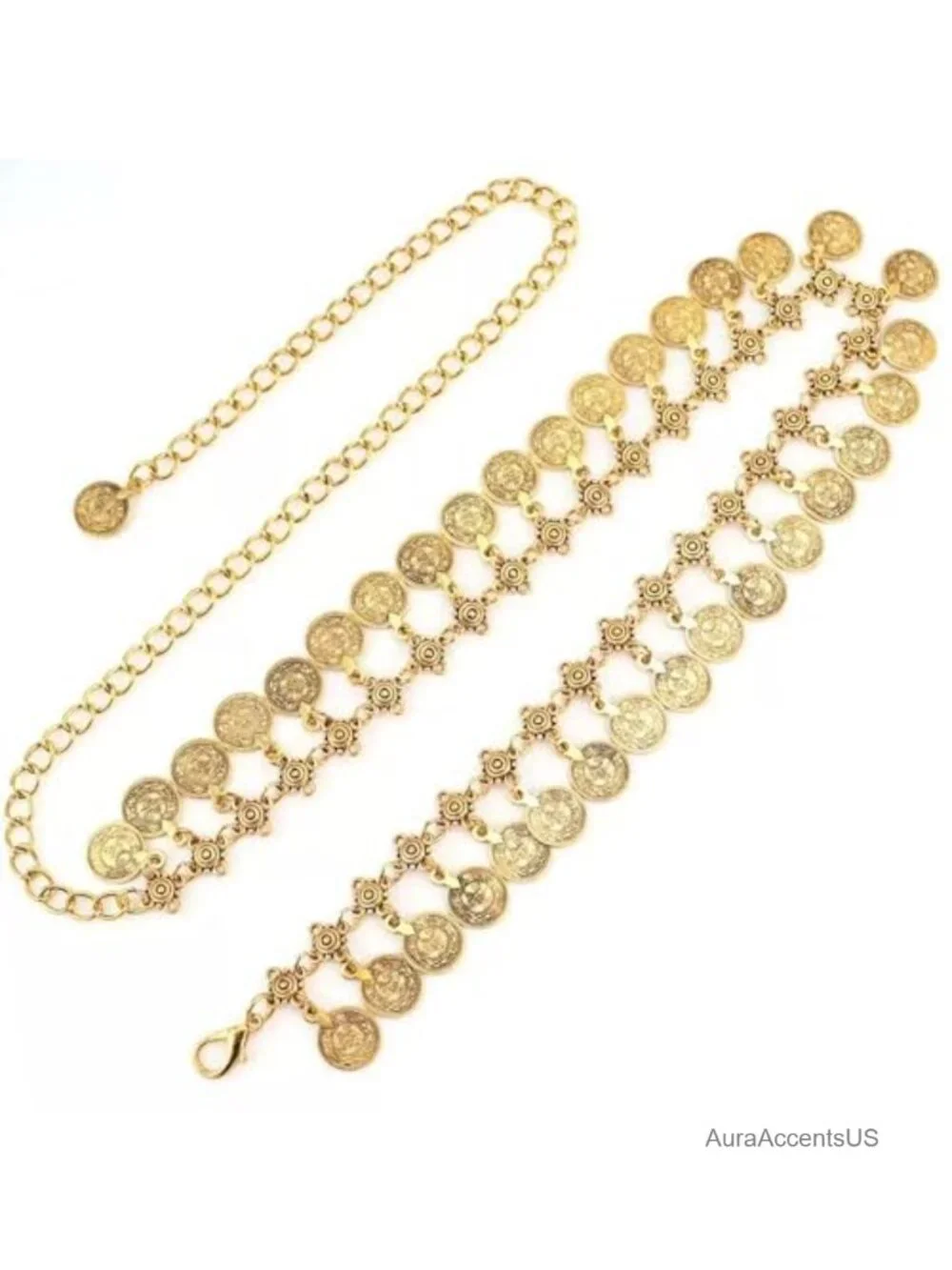 Boho Coin Chain Waist Belt for Belly Dance, Hip Dance, Medieval Costume